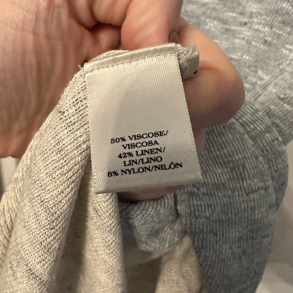Ann Taylor Light Grey & Blue Colorblock V-Neck Sweater - Sz M - Picture 5 of 5